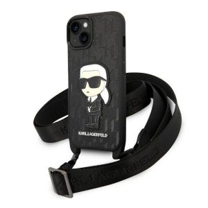 Karl Lagerfeld KLHCP14MSTKMK iPhone 14 Plus / 15 Plus 6,7" negru / negru hard Husă Monogram Ikonik Patch