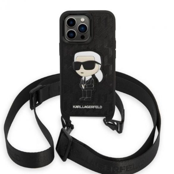 Karl Lagerfeld KLHCP14LSTKMK iPhone 14 Pro 6,1" negru/negruHusătare Monogram Ikonik Patch husă