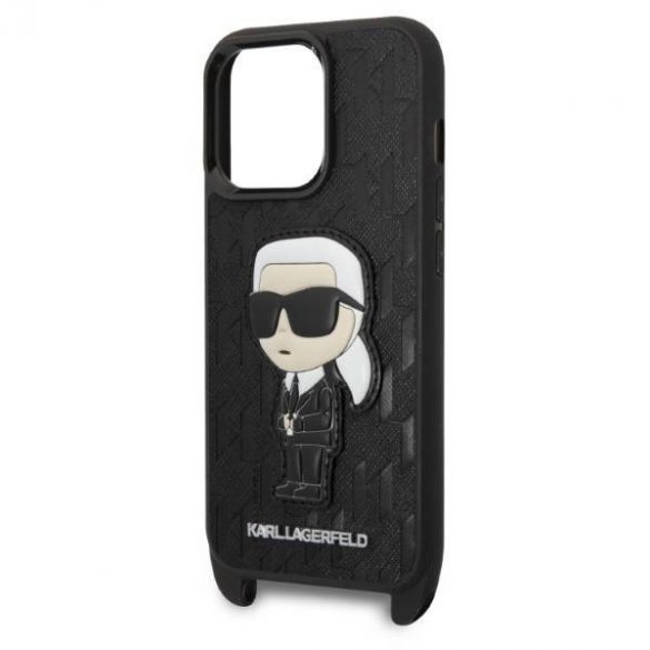 Karl Lagerfeld KLHCP14LSTKMK iPhone 14 Pro 6,1" negru/negruHusătare Monogram Ikonik Patch husă