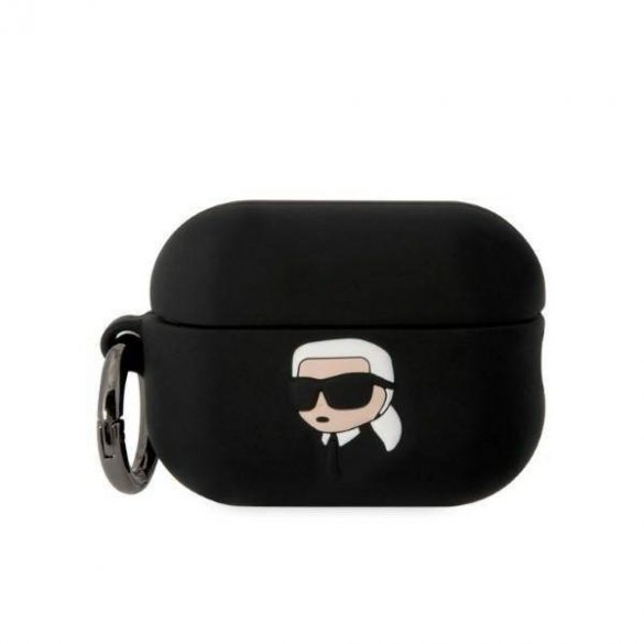 Karl Lagerfeld KLAP2RUNIKK AirPods Pro 2 (2022/2023) Husă negru / negru Silicone Karl Head 3D