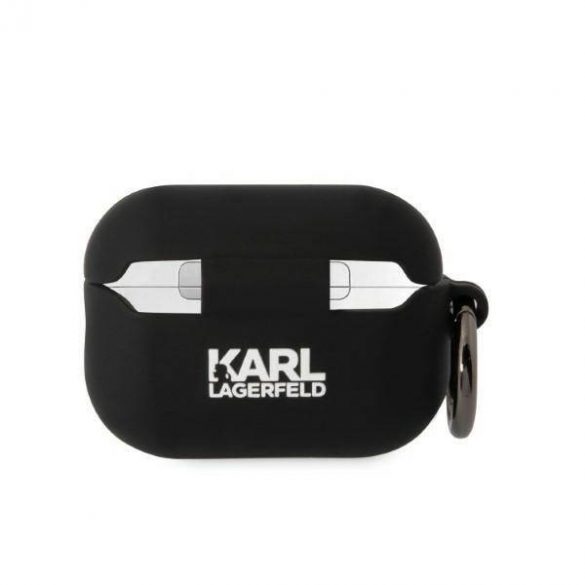 Karl Lagerfeld KLAP2RUNIKK AirPods Pro 2 (2022/2023) Husă negru / negru Silicone Karl Head 3D