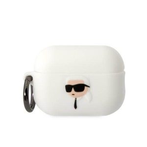 Karl Lagerfeld KLAP2RUNIKH Husa AirPods Pro 2 (2022/2023) bial/alb Silicon Karl Head 3D