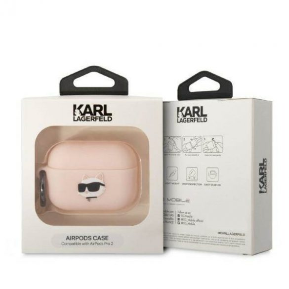 Husa Karl Lagerfeld KLAP2RUNCHP AirPods Pro 2 (2022/2023) rożowy/roz Silicon Choupette Head 3D