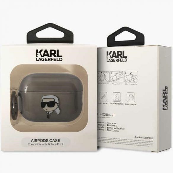 Karl Lagerfeld KKLAP2HNIKTCK Husă Airpods Pro 2 (2022/2023) negru/czarny Ikonik Karl Lagerfeld