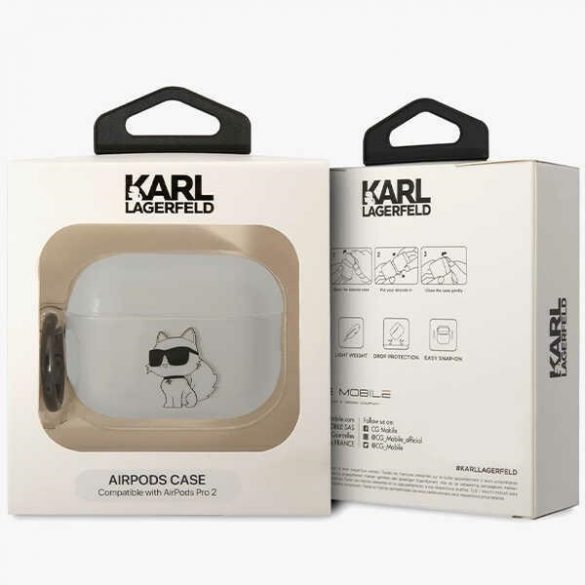 Karl Lagerfeld KLAP2HNCHTCT Husa Airpods Pro 2 (2022/2023) transparentă Ikonik Choupette