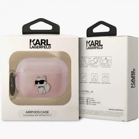 Husa Karl Lagerfeld KLAP2HNCHTCP Airpods Pro 2 (2022/2023) rożowy/roz Ikonik Choupette