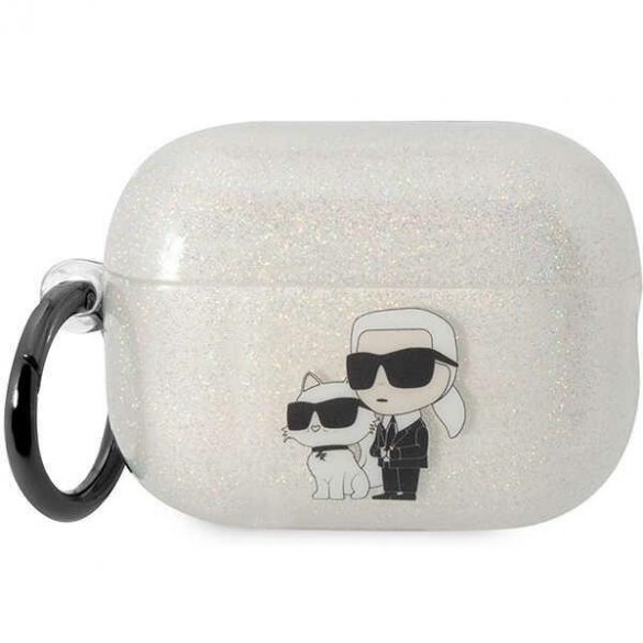 Husa Karl Lagerfeld KLAP2HNKCTGT Airpods Pro 2 (2022/2023) transparent Glitter Karl&Choupette