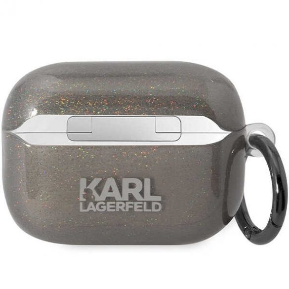 Karl Lagerfeld KLAP2HNKCTGK Husă Airpods Pro 2 (2022/2023) czarny/negru Glitter Karl&Choupette