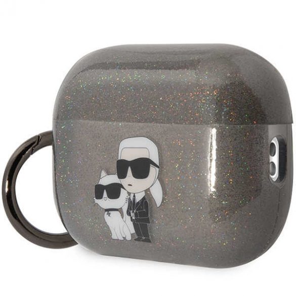 Karl Lagerfeld KLAP2HNKCTGK Husă Airpods Pro 2 (2022/2023) czarny/negru Glitter Karl&Choupette