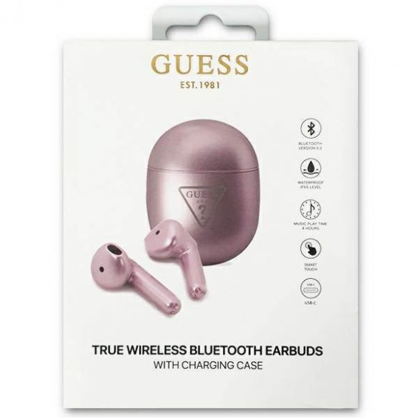 Guess słuchawki Bluetooth GUTWST82TRU TWS + stacja dokująca purpurowy/purple Triangle Logo