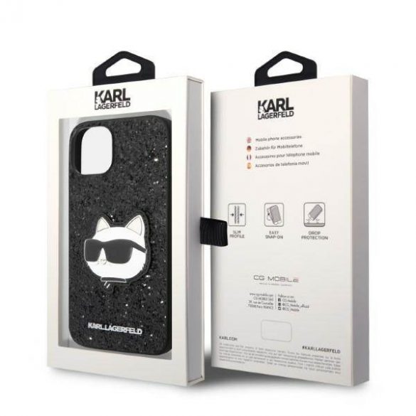 Karl Lagerfeld KLHCP14MG2CPK iPhone 14 Plus / 15 Plus 6,7" negru / negru hard Husă Glitter Choupette Patch