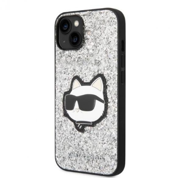 Karl Lagerfeld KLHCP14SG2CPS iPhone 14 / 15 / 13 6,1" srebrny/argintiu Hardcase Glitter Choupette Patch