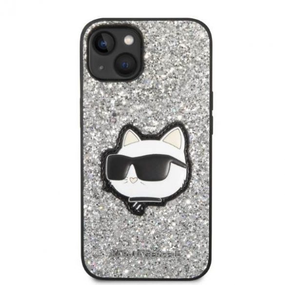 Karl Lagerfeld KLHCP14SG2CPS iPhone 14 / 15 / 13 6,1" srebrny/argintiu Hardcase Glitter Choupette Patch