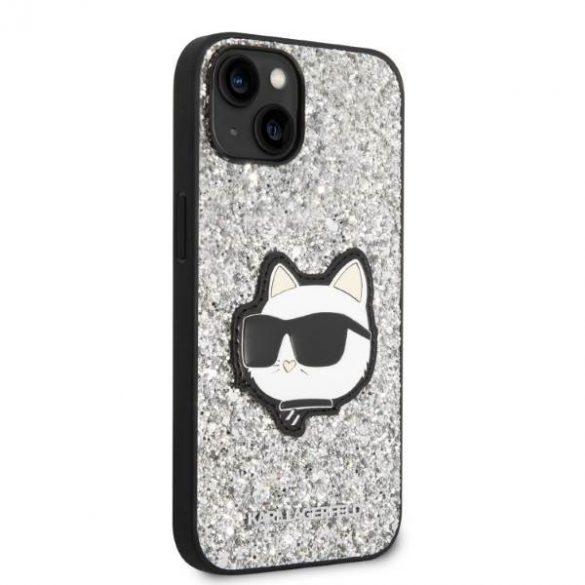 Karl Lagerfeld KLHCP14SG2CPS iPhone 14 / 15 / 13 6,1" srebrny/argintiu Hardcase Glitter Choupette Patch