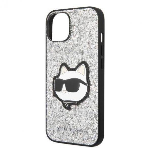 Karl Lagerfeld KLHCP14SG2CPS iPhone 14 / 15 / 13 6,1" srebrny/argintiu Hardcase Glitter Choupette Patch