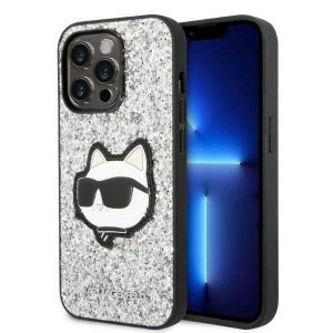 Karl Lagerfeld KLHCP14LG2CPS Carcasă rigidă pentru iPhone 14 Pro 6,1" srebrny/argintiu Husă Glitter Choupette Patch