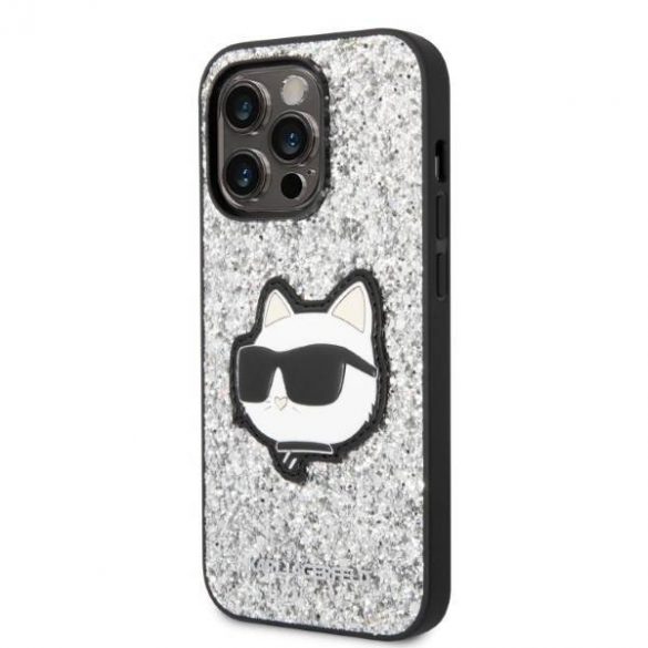 Karl Lagerfeld KLHCP14LG2CPS Carcasă rigidă pentru iPhone 14 Pro 6,1" srebrny/argintiu Husă Glitter Choupette Patch