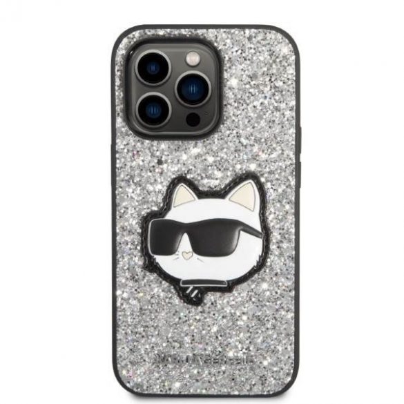 Karl Lagerfeld KLHCP14LG2CPS Carcasă rigidă pentru iPhone 14 Pro 6,1" srebrny/argintiu Husă Glitter Choupette Patch