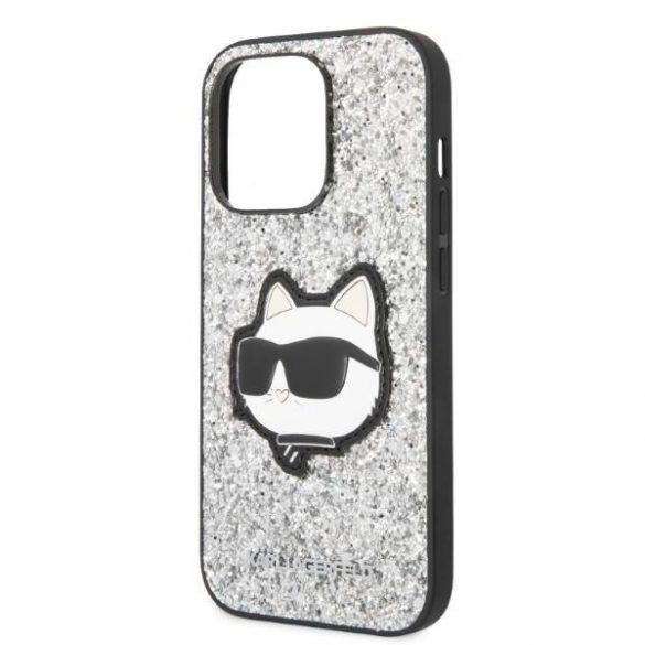 Karl Lagerfeld KLHCP14LG2CPS Carcasă rigidă pentru iPhone 14 Pro 6,1" srebrny/argintiu Husă Glitter Choupette Patch