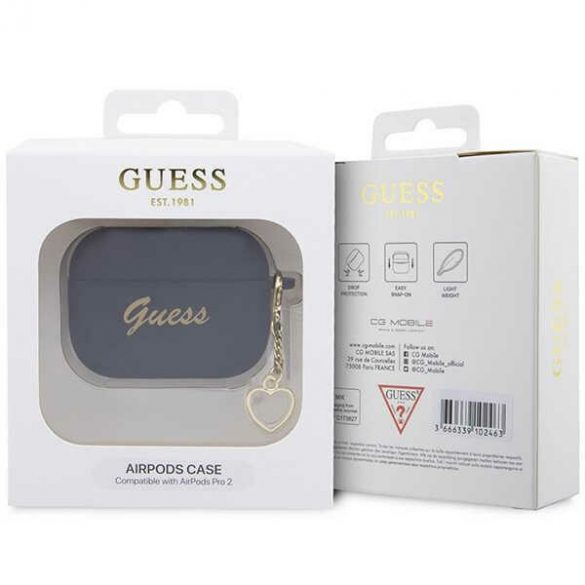 Husă Guess GUAP2LSCHSK pentru AirPods Pro 2 (2022/2023) negru/czarny Silicone Charm Heart Collection