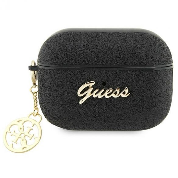 Guess GUAP2GLGSHK AirPods Pro 2 (2022/2023) Husă negru / negru Glitter Flake 4G Charm