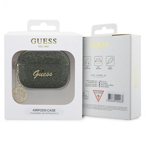 Husă Guess GUAP2GLGSHA AirPods Pro 2 (2022/2023) zielony/kaki Glitter Flake 4G Charm