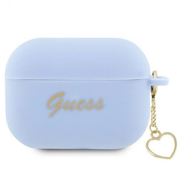 Husă Guess GUAP2LSCHSB AirPods Pro 2 (2022/2023) niebieski/albastru Silicone Charm Heart Collection