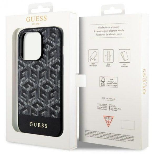 Guess GUHMP14LHGCFSEK iPhone 14 Pro 6.1 carcasă rigidă/neagră GCube Stripes MagSafe"