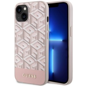 Guess GUHMP14MHGCFSEP Husă rigidă pentru iPhone 14 Plus / 15 Plus 6,7" rożowy/roz GCube Stripes MagSafe