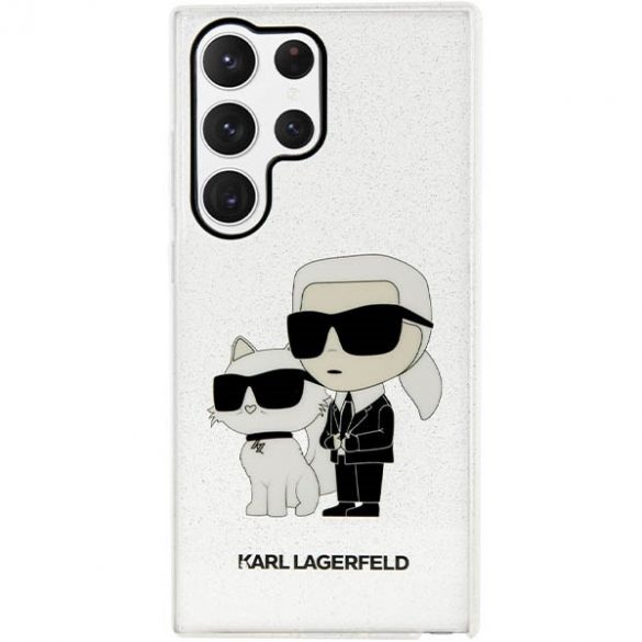 Karl Lagerfeld KLHCS23LHNKCTGT S23 Ultra S918 husă transparentă Glitter Karl&Chouppete