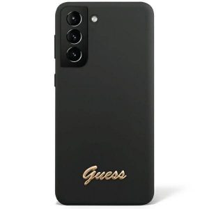 Guess GUHCS23SSLSMK S23 S911 carcasă rigidă/neagră Husă siliconă cu logo vintage auriu