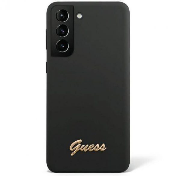 Guess GUHCS23LSLSMK S23 Ultra S918 carcasă rigidă/neagră Husă siliconă cu logo vintage auriu