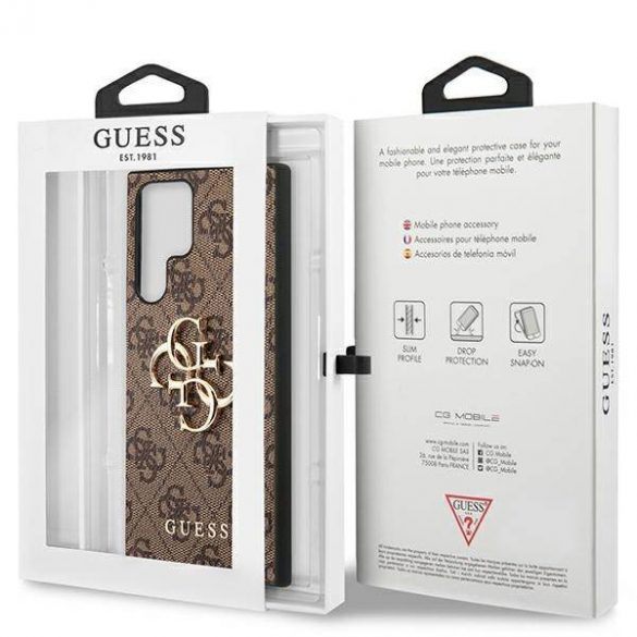 Guess GUHCS23L4GMGBR S23 Ultra S918 maro/maro  închis 4G Big Metal Logo husă