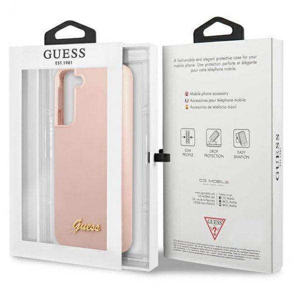 Guess GUHCS23SLSLMGPP S23 S911 rożowy/roz husă rigidă Silicon Script Metal Logo