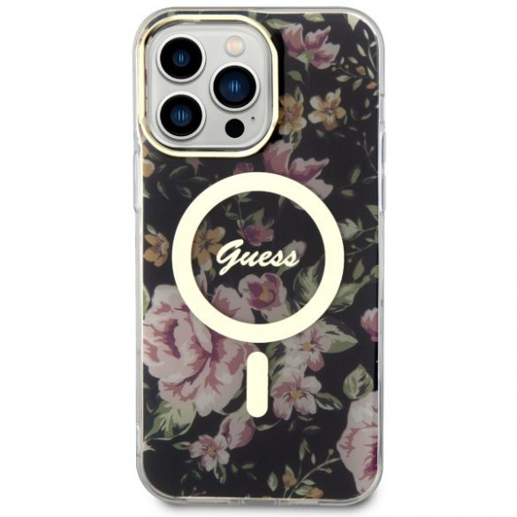 Guess GUHMP14XHCFWSK iPhone 14 Pro Max 6.7 carcasă rigidă/neagră Flower MagSafe"