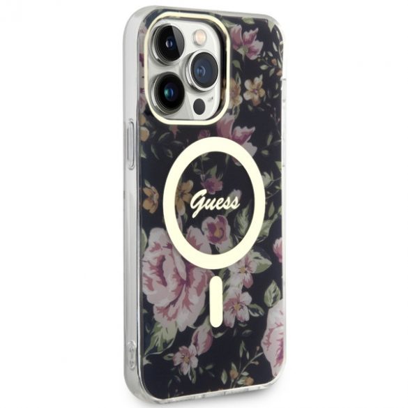 Guess GUHMP14XHCFWSK iPhone 14 Pro Max 6.7 carcasă rigidă/neagră Flower MagSafe"