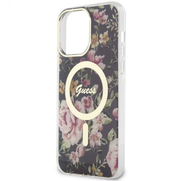 Guess GUHMP14XHCFWSK iPhone 14 Pro Max 6.7 carcasă rigidă/neagră Flower MagSafe"