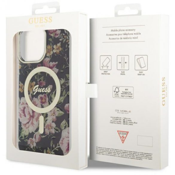 Guess GUHMP14XHCFWSK iPhone 14 Pro Max 6.7 carcasă rigidă/neagră Flower MagSafe"