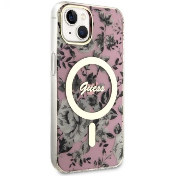 Guess GUHMP14SHCFWSP iPhone 14 / 15 / 13 6.1" rożowy/roz hardcase Flower MagSafe