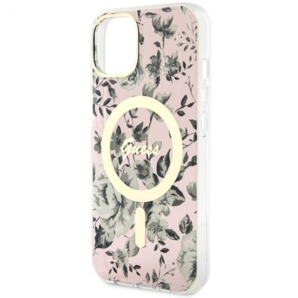 Guess GUHMP14SHCFWSP iPhone 14 / 15 / 13 6.1" rożowy/roz hardcase Flower MagSafe