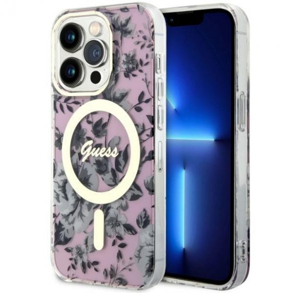 Guess GUHMP14LHCFWSP iPhone 14 Pro 6.1 rożowy/roz hardcase Flower MagSafe"