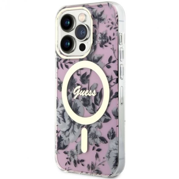 Guess GUHMP14LHCFWSP iPhone 14 Pro 6.1 rożowy/roz hardcase Flower MagSafe"