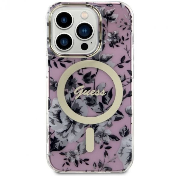 Guess GUHMP14LHCFWSP iPhone 14 Pro 6.1 rożowy/roz hardcase Flower MagSafe"