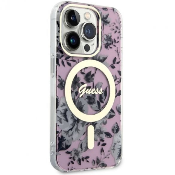 Guess GUHMP14LHCFWSP iPhone 14 Pro 6.1 rożowy/roz hardcase Flower MagSafe"