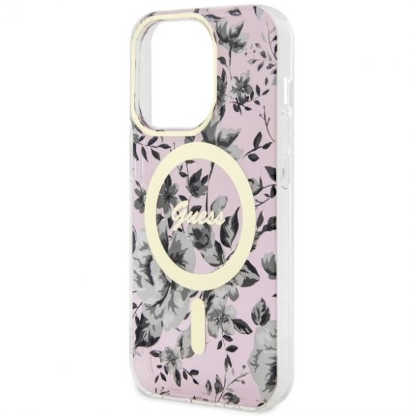 Guess GUHMP14LHCFWSP iPhone 14 Pro 6.1 rożowy/roz hardcase Flower MagSafe"