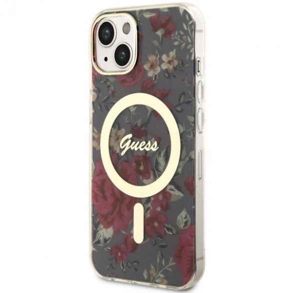 Guess GUHMP14SHCFWSA iPhone 14 / 15 / 13 6.1" zielony/kaki hardcase Flower MagSafe