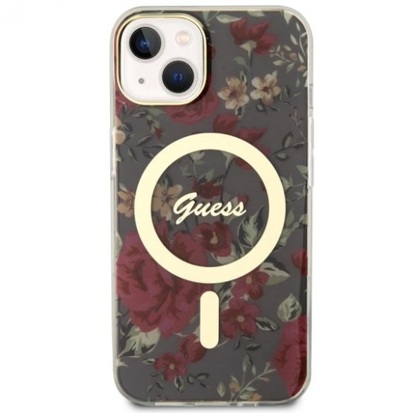 Guess GUHMP14SHCFWSA iPhone 14 / 15 / 13 6.1" zielony/kaki hardcase Flower MagSafe