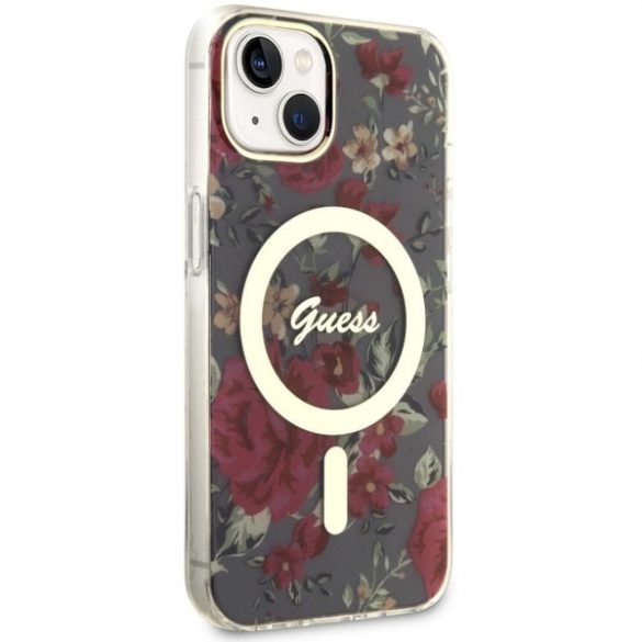 Guess GUHMP14SHCFWSA iPhone 14 / 15 / 13 6.1" zielony/kaki hardcase Flower MagSafe