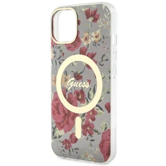 Guess GUHMP14SHCFWSA iPhone 14 / 15 / 13 6.1" zielony/kaki hardcase Flower MagSafe