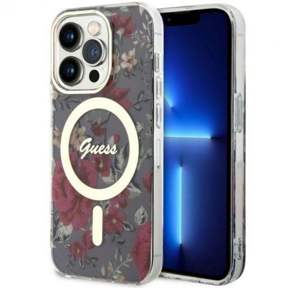 Guess GUHMP14LHCFWSA iPhone 14 Pro 6.1 zielony/kaki hardcase Flower MagSafe"